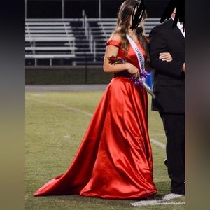 Sherri Hill Red off the shoulder Prom dress Size 8 (altered and small fit)